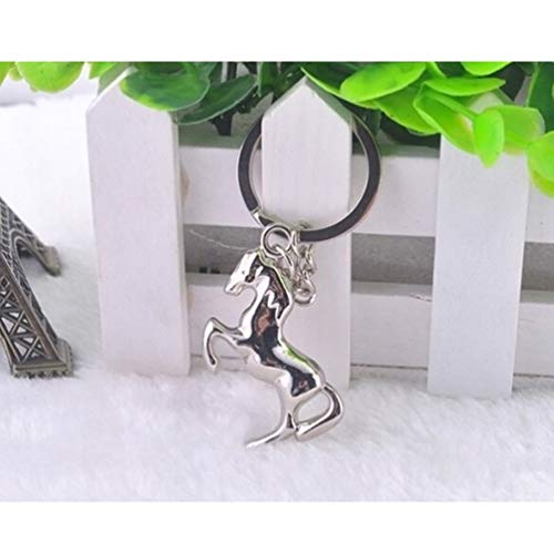 Fenical Llavero de metal con diseño de caballo, para el coche, para el bolso de Ferrari, accesorio para hombre, idea de regalo para hombre (plateado)