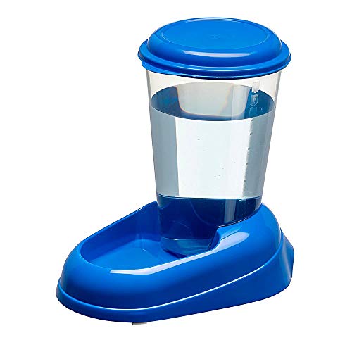 Ferplast Dispensador de agua para perros de talla pequeña y mediana y gatos NADIR 3 litros, Depósito transparente con tapa, Plástico, Base antideslizante, 29,2 x 20,2 x h 28,8 cm Blanco