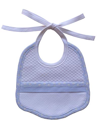 FILET AMS1013B Babero con encarte de Tela Aida, Azul, 1 Unidad (Paquete de 1) para Bebés
