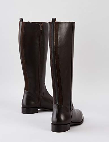 find. Flat Knee Length Leather Botas Altas, Marrón Brown, 37 EU