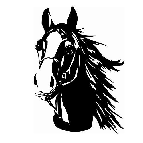 Finest Folia Adhesivo decorativo de cabeza de caballo, para coche, remolque, camión, caballo, coche, decoración, diseño de animales, K039 (negro brillante, 30 x 21 cm)