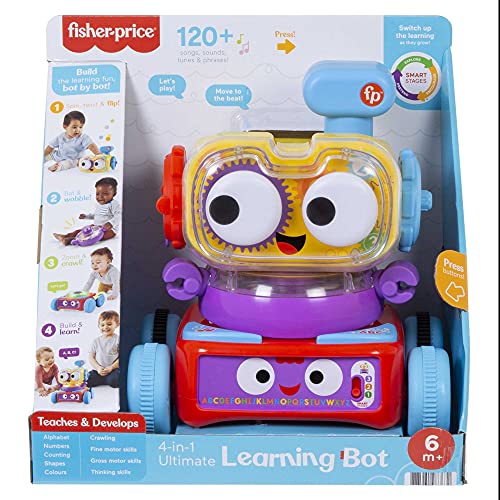 Fisher-Price Tito Robotito, Robot Aprendizaje 3 en 1, Juguete interactivo con luces y sonidos, regalo para bebés +6 meses (Mattel HCK45)
