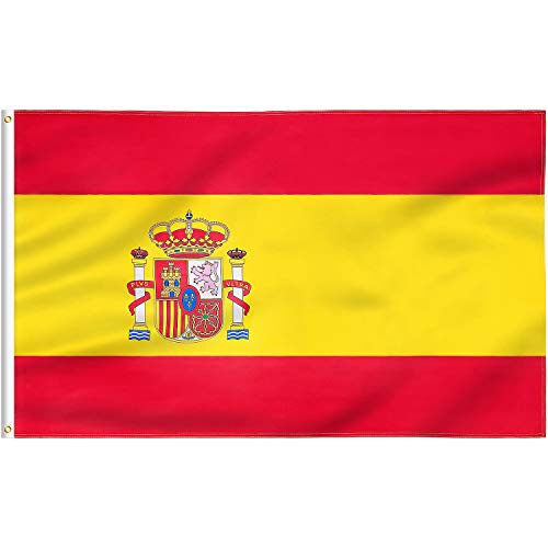 FLAGBURG Bandera de España 240x150 cm, Republicana Española de Tela Fuerte, Doble Costura, con Ojales de Latón, Para Decoración Exterior o Interior