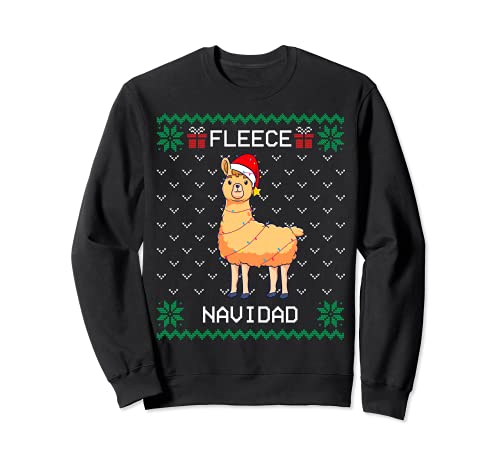 Fleece Navidad, Feliz, Llama Ugly Christmas Sweater, Alpaca Sudadera