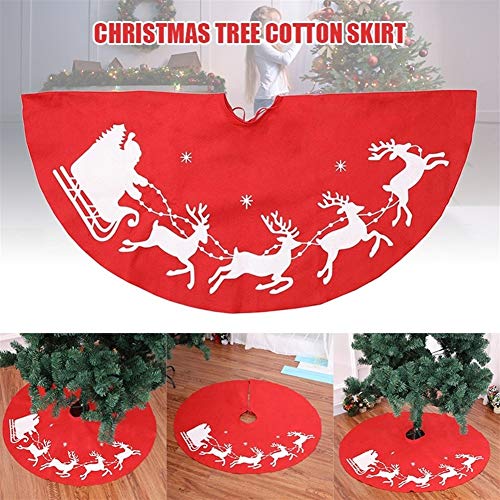For casero del patrón de celebración de días festivos del árbol de la cubierta de la falda ciervos decoración roja redonda 2021 decoraciones navideñas (Color : As shown)