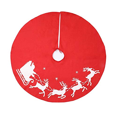 For casero del patrón de celebración de días festivos del árbol de la cubierta de la falda ciervos decoración roja redonda 2021 decoraciones navideñas (Color : As shown)