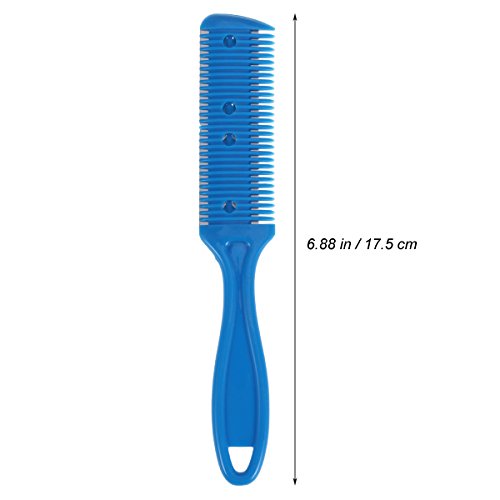 Frcolor Peine del cortador de pelo, peine del corte del pelo del lado doble Peine con cuchilla del acero inoxidable, paquete de 3 (azul)