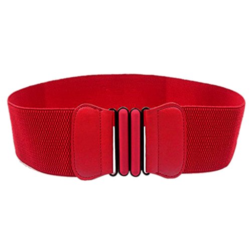 freneci Cinturón de Vestir Elástico Ancho para Mujer Cinturón de Lona Cincher Fajín para Mujer - rojo, unico