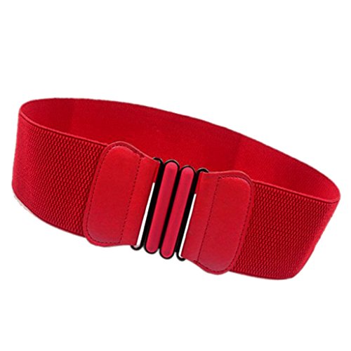 freneci Cinturón de Vestir Elástico Ancho para Mujer Cinturón de Lona Cincher Fajín para Mujer - rojo, unico