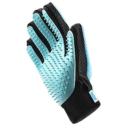 FRETOD Pet Glove Grooming Tool - Double-Side with Furniture Hair Remover Mitt -Dog Cat Hair Deshedding Brush for Long & Short Fur - Bathing Massage Comb