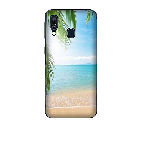 Funda Carcasa Compatible con Samsung Galaxy A40 Playa Esmeralda Sun Crystal Palm/TPU Suave Gel de Silicona/Teléfono Hard Snap en Antideslizante Anti-Rayado Resistente a los Golpes TPU