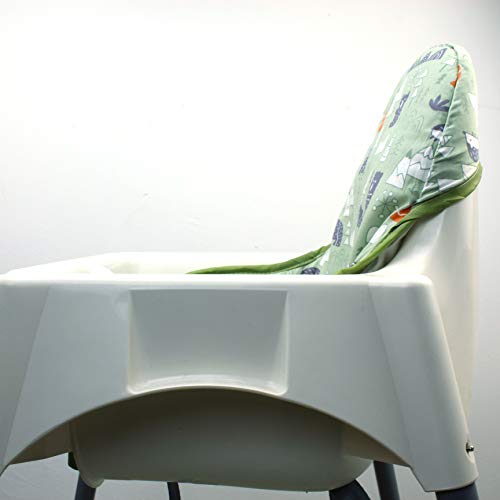 Fundas de asiento de algodón para silla alta por ZARPMA, superficie de algodón y acolchado de algodón, patrón bosque, plegable para silla de bebé, cojín para silla infantil (bosque verde)