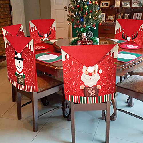 Fundas para sillas de Navidad, diseño de Papá Noel, Alce y muñeco de Nieve, 3 Unidades, para Todas Las sillas de Navidad
