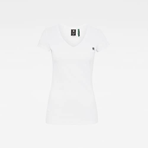 G-STAR RAW Eyben V-Neck Slim Camiseta, Mujer, Blanco (White), L