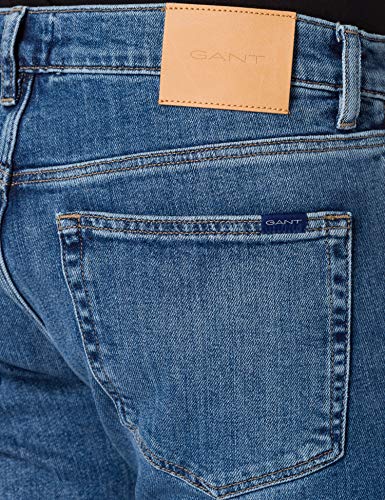 GANT D1. Maxen Jeans, Semi Light Indigo Worn in, 32W x 34L para Hombre