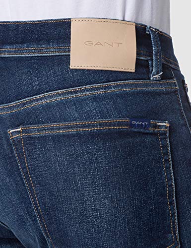 GANT D2. Pantalones Vaqueros Maxen Active-Rever Recover Jeans, Azul Oscuro Vintage, 36W x 32L para Hombre