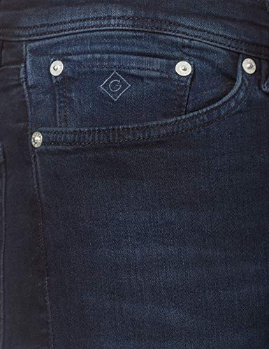 GANT D2. Pantalones Vaqueros Maxen Active-Rever Recover Jeans, Negro Vintage, 30W x 34L para Hombre