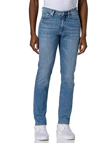 GANT Slim Jeans Pantalones Ajustados, Light Blue Worn in, 31W x 36L para Hombre