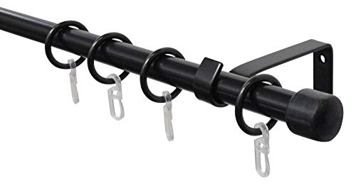 Gardinia Juego de Barras de Cortina de 1 Carrete, Incluye Material de fijación, Longitud 130-240 cm, Metal/plástico, Color Negro