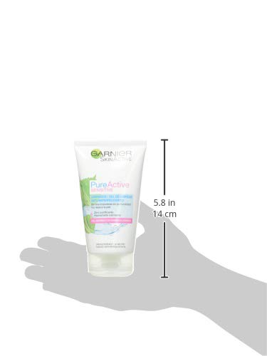 Garnier Skin Active Pure Active Sensitive Limpiador de poros sin Jabón Anti-Imperfecciones para Pieles Sensibles, con Zinc y Extracto de Hamamelis - 150 ml