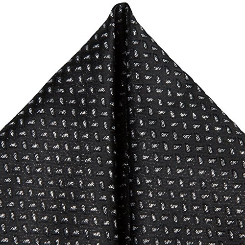 GASSANI Juego de 3 corbatas con pin de corbata Plastron y pañuelo en 23 diseños, ya atadas Negro | Puntos plateados/gota Talla única