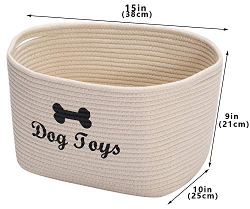Geyecete - Cesta de almacenamiento de cuerda de algodón de juguetes para perros, cesta para la colada, cesta de almacenamiento para mascotas juguetes y ropa-Beige