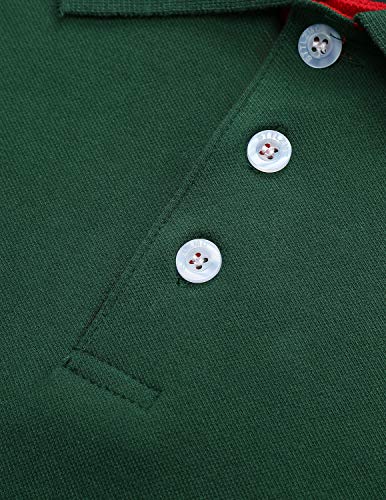 GNRSPTY Hombre Polo de Manga Corta Bordado de Ciervo Deporte Golf Camisa Poloshirt Negocios Camiseta de Tennis Verano T-Shirt,Verde,L