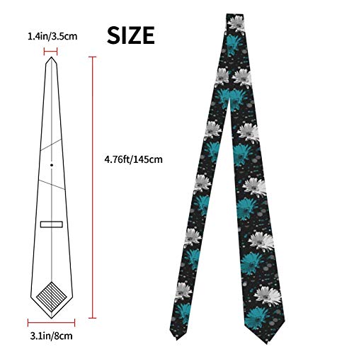 Gokruati Corbata delgada de moderna para hombres, corbata de flores de margarita verde azulado blanco y negro para diversas profesiones, elegantes corbatas personalizadas para el trabajo y el ocio