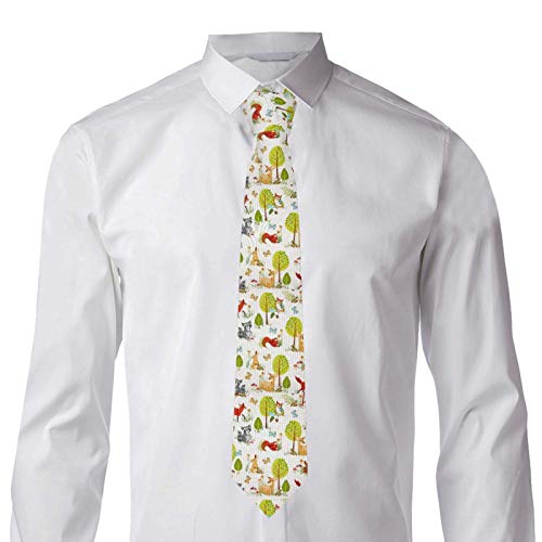 Gokruati Corbata delgada de moderna para hombres, corbata floral Fox Deer Owl Bunny para diversas profesiones, elegantes corbatas personalizadas para el trabajo y el ocio