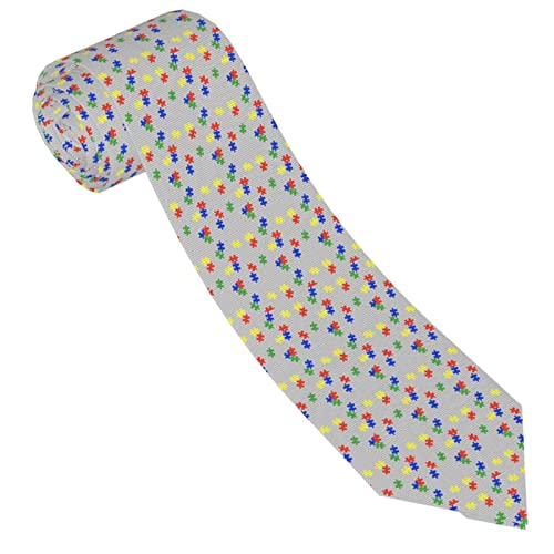 Gokruati Corbata delgada de moderna para hombres, corbata gris Puzzle Autism Awarness para diversas profesiones, elegantes corbatas personalizadas para el trabajo y el ocio