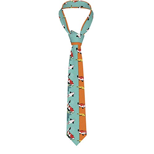 Gokruati Corbata delgada de moderna para hombres, corbata Lucky Koi con diseño de acuarela para diversas profesiones, elegantes corbatas personalizadas para el trabajo y el ocio