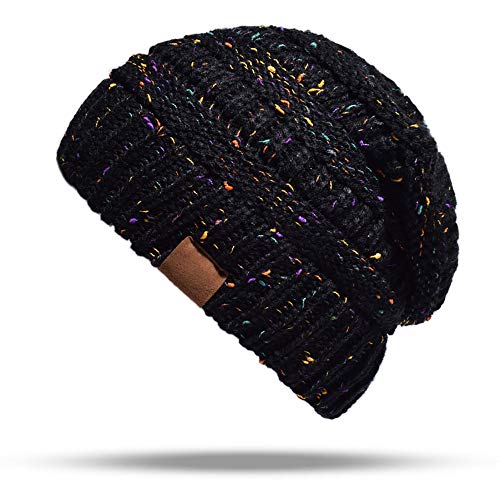 Gorro Holgado Para Mujer, Gorro De Punto Grande, Sombreros De Invierno De Punto Elásticos, Gorro De Cola De Caballo De Punto De Costilla De Invierno De Tacto Suave, Sombreros Holgados De Esquí Cálidos