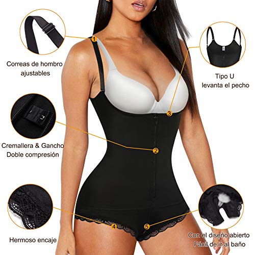 Gotoly Bodies Moldeadores para Mujer Corsé Underbust Lencería Moldeadora Shapewear de Control de Abdomen Bodysuit Posparto (Negro, 3X-Large)