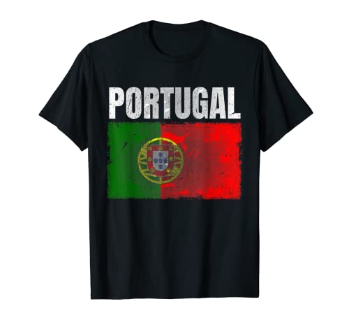 Gráfico de bandera de Portugal angustiada para hombres y mujeres portugués Camiseta