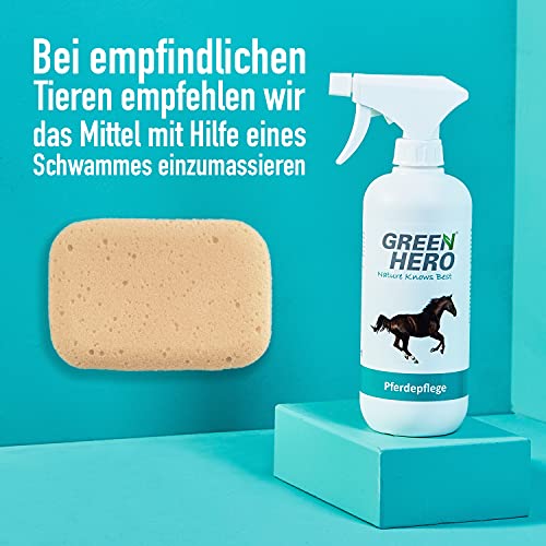 Green Hero Cuidado de caballos, cuida la piel y apoya el proceso de regeneración en verano-eccema, sarga picor, ácaros, hongos, irritaciones para caballos, 500 ml