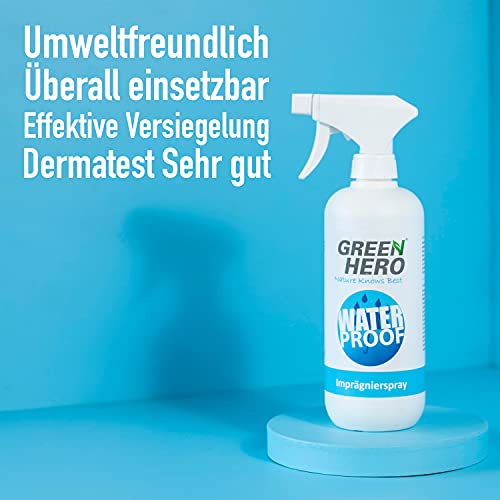 Green Hero Spray Impermeabilizante para Textil y Cuero 500 ml sin Gas Propulsor – Spray Impermeabilizante Textil – Spray Impermeabilizante Calzado – Nanosellado contra la Humedad y la Suciedad