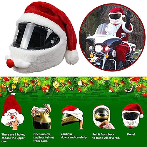 Grevosea Funda para casco de moto, gorro de Papá Noel para moto, esquí, viajes divertidos y regalos