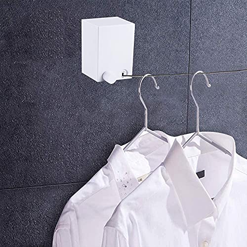 GROSSē Línea de ropa retráctil Caja de ABS+Secador de aluminio con cuerda de acero inoxidable ajustable Línea de lavado de interior resistente, método montado en la pared, 13.8 pies (blanco)