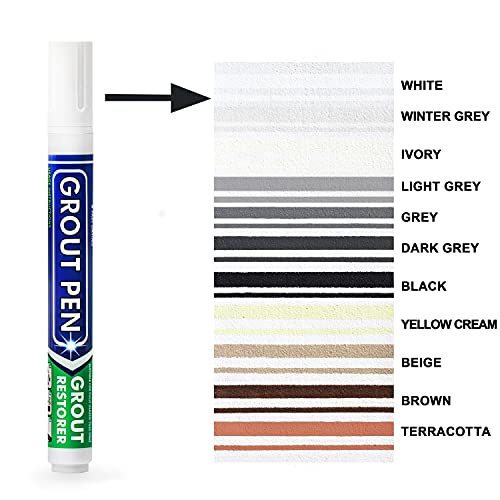 Grout Pen - Rotulador para lechada, revive y restaura la lechada de los azulejos (5 mm), color blanco