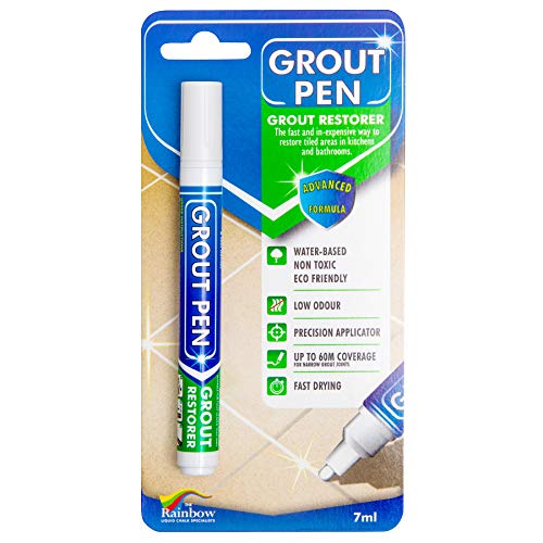 Grout Pen - Rotulador para lechada, revive y restaura la lechada de los azulejos (5 mm), color blanco