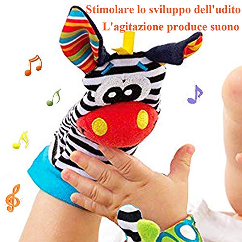 GUDOTRA (Kit 8 Piezas) 4pcs Juego de Traqueteo de Calcetines para Muñeca Bebé + 4pcs Calcetines Suaves para Niños Regalo para Bebés Recién Nacidos