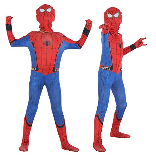 GUOHANG Niño Spiderman Traje Unisex Adultos Niños Superhéroe Spiderman Cosplay Traje Traje Lycra Spandex Zentai Estilo 3D Estilo Mono Kodyuit De Halloween Actividades Disfraces,G,120CM~130CM