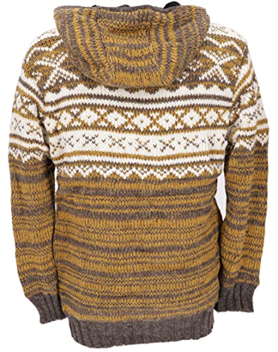 GURU SHOP Chaqueta de punto con patrón noruego, chaqueta de lana, color marrón, modelo 26, lana, talla: XL, chaqueta, cárdigan, ponchos, ropa alternativa