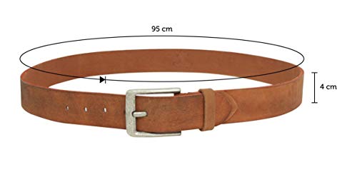 Gusti Cinturón de piel para mujer – Cinturón de piel auténtica marrón – Ancho 4 cm marrón 80 cm