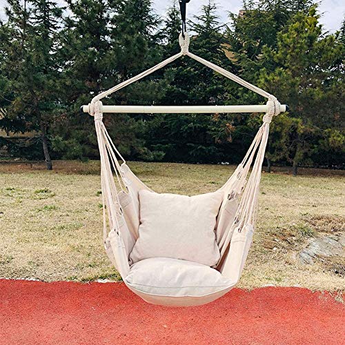 Hamaca, silla de columpio al aire libre, con un gran cojín de asiento, cuerda para colgar, tela de lona resistente para una comodidad y durabilidad superiores.