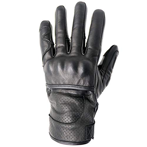 Hand Fellow Guantes de piel para motocicleta compatibles con pantalla táctil, con protección de nudillos (XXL)