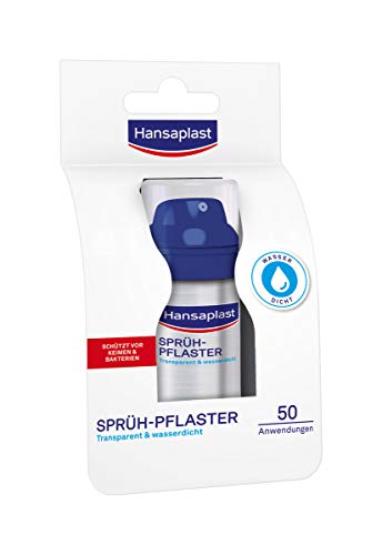Hansaplast Parches transparentes en spray (32,5 ml) para una protección invisible, resistentes al agua y transpirables para pequeños cortes y abrasiones.