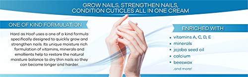 Hard As Hoof Nail Strengthening Cream with Cherry Almond Scent Nail Strengthener & Nail Growth Cream Prevents Splits, Chips, Cracks & Strengthens Nails, 1 oz by Hoof
