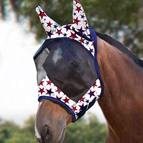 Harrison Howard CareMaster Máscara de mosca de caballo Estándar con orejas Protección UV para caballo-Estrella de los sueños (L)