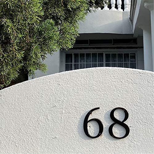 HASWARE Letrero con número de casa, 4 pulgadas (10 cm), números de puerta modernos, placa de señalización, números de dirección de casa, aleación de zinc (6, Negro)